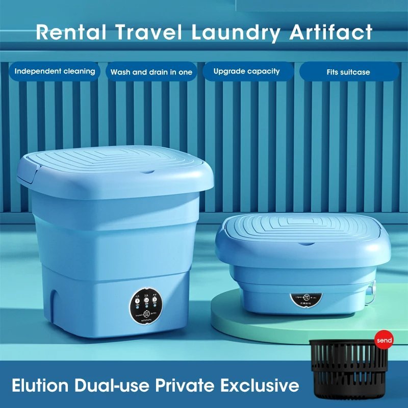 غسالة صغيرة قابلة للطي مع مجفف دلو الجوارب - الصورة 5