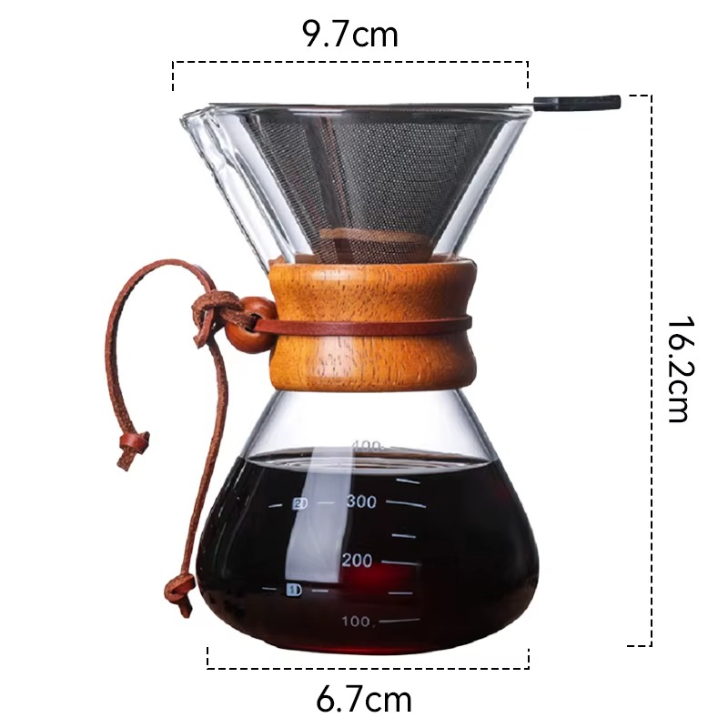 صانعة القهوة الزجاجية المقاومة للحرارة ، ماكينة تخمير الإسبريسو بالتنقيط ، وعاء فلتر V60 - الصورة 4