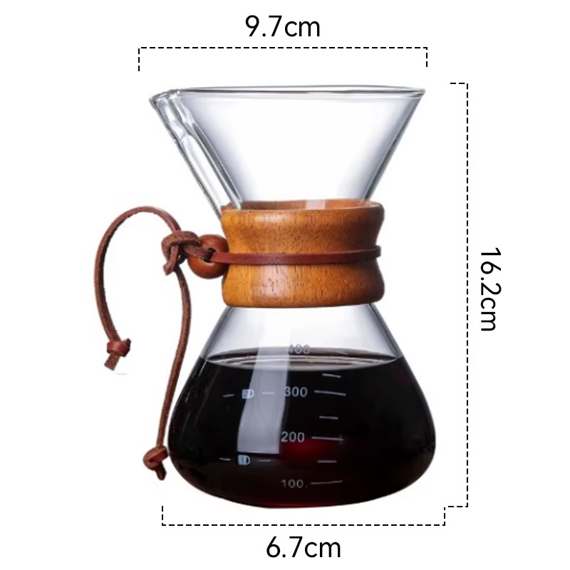 صانعة القهوة الزجاجية المقاومة للحرارة ، ماكينة تخمير الإسبريسو بالتنقيط ، وعاء فلتر V60