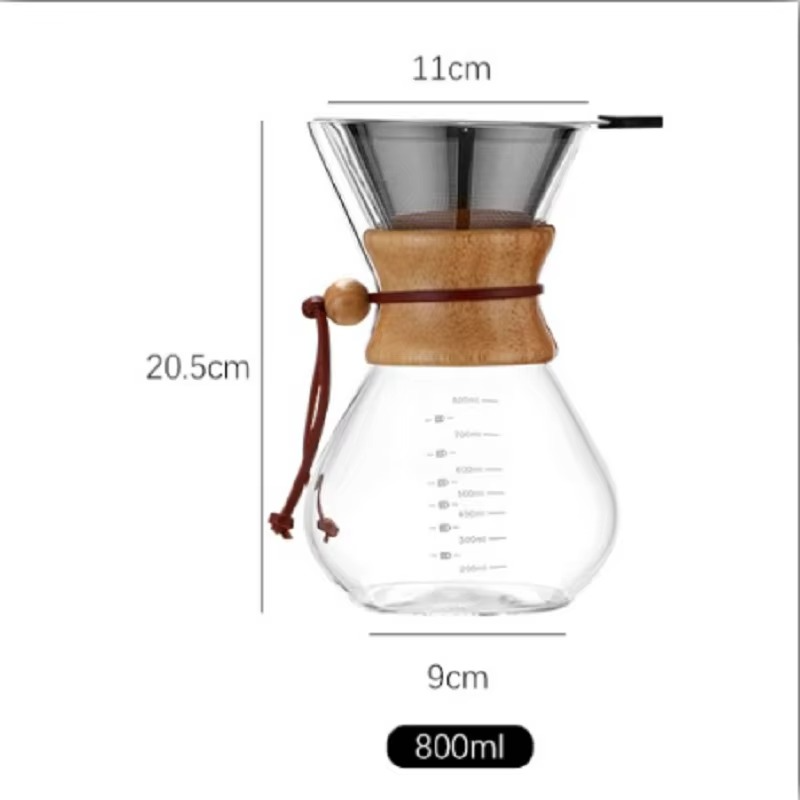 صانعة القهوة الزجاجية المقاومة للحرارة ، ماكينة تخمير الإسبريسو بالتنقيط ، وعاء فلتر V60 - الصورة 3